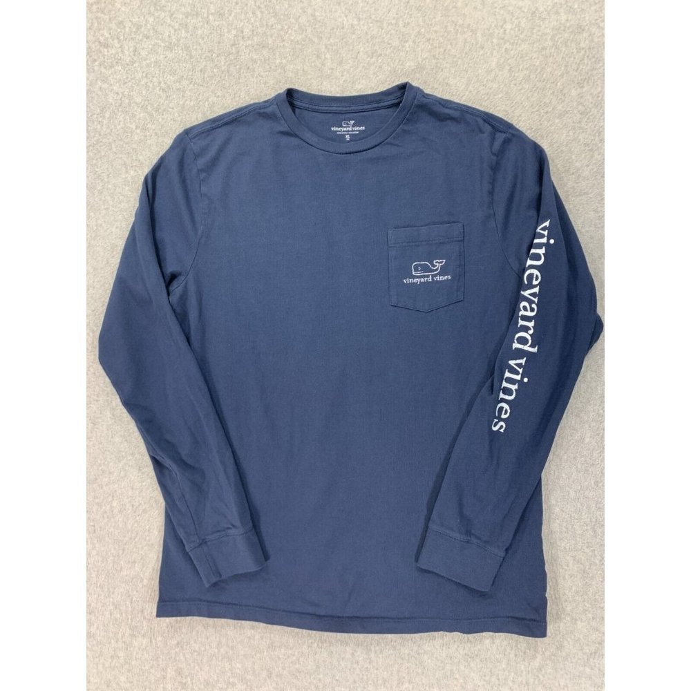 Vineyard Vines Classic Whale Long Sleeve Crew Tee Shirt (Boy's XL)‎ Blue
